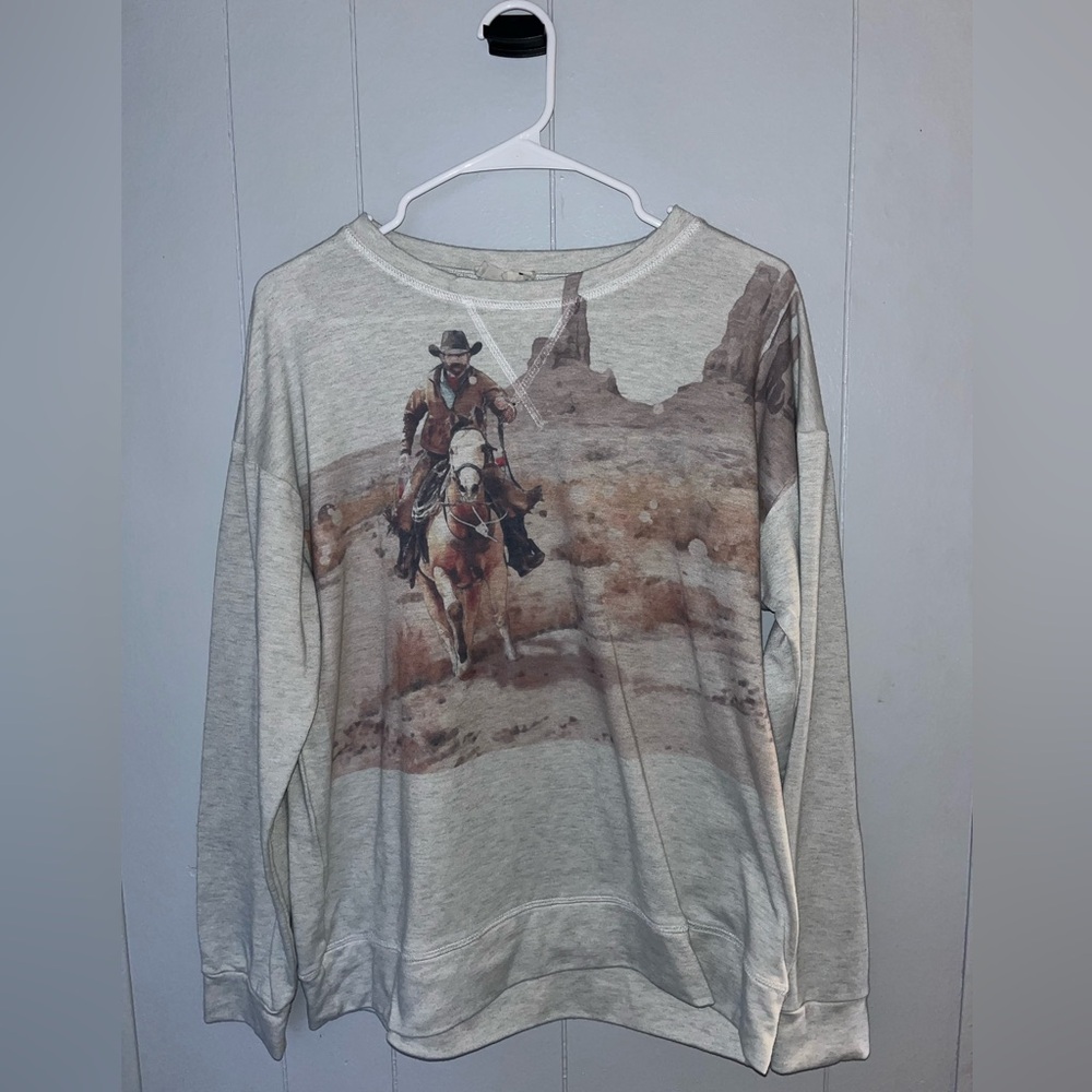 Long sleeve cowboy graphic shirt